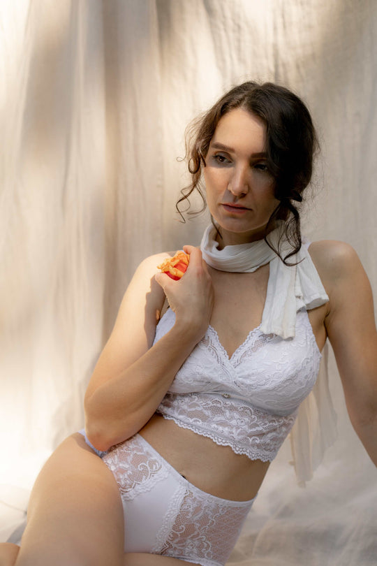 longline bralette Sexy Nursing Bra #color_white
